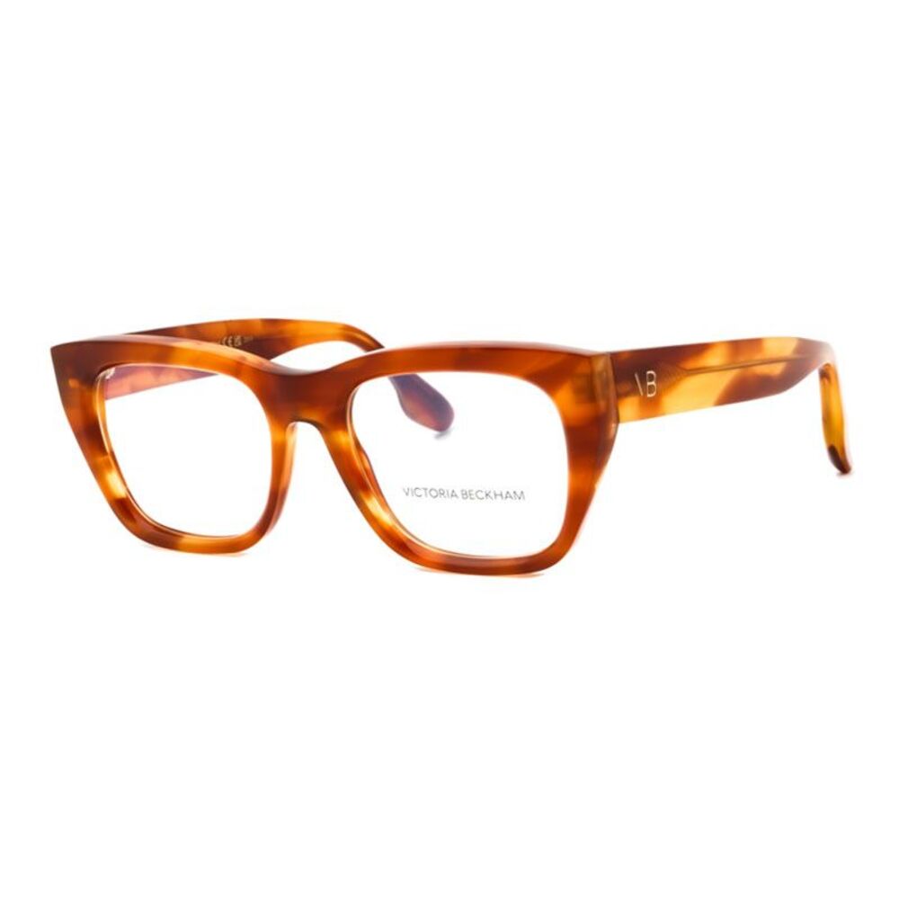 Victoria Beckham Eyeglasses Square Full Rim, Striped Blonde Havana Frame and